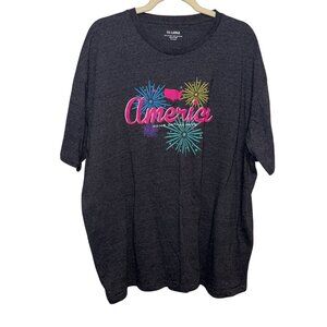 America Home Of The Free Graphic T-Shirt 2X-Large Charcoal Gray Short Sleeve